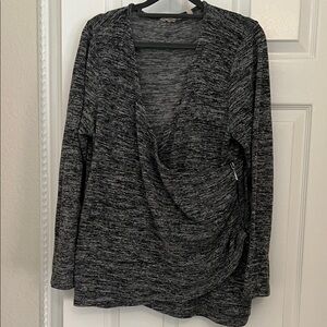 Soft Surroundings Charcoal Drape Front Blouse